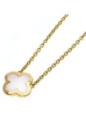 Van Cleef & Arpels Pure Alhambra White Shell Necklace 18k Yellow Gold